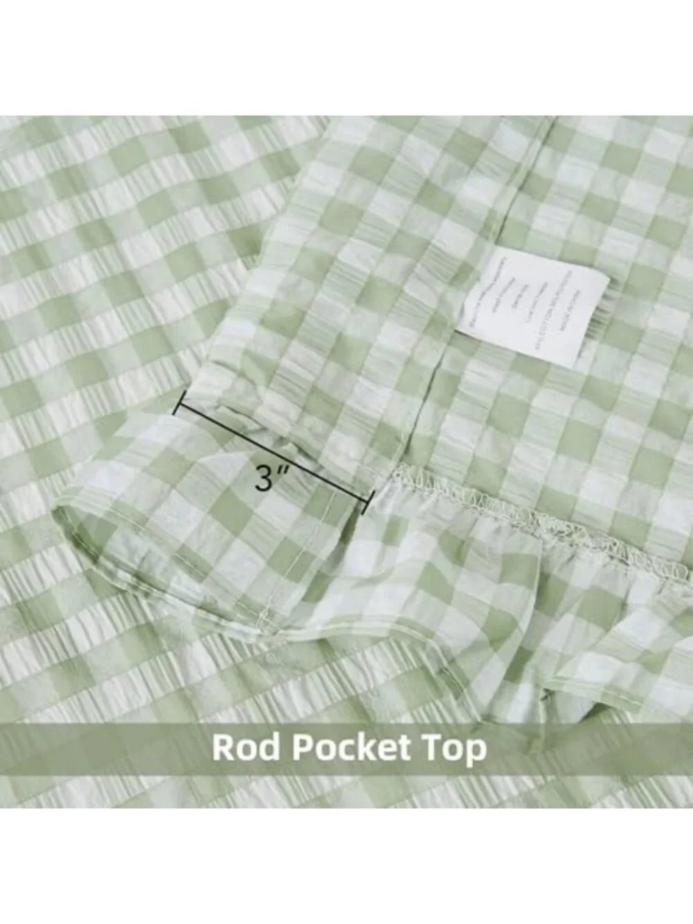Sage Green Buffalo Plaid Ruffled Window Curtains - 84